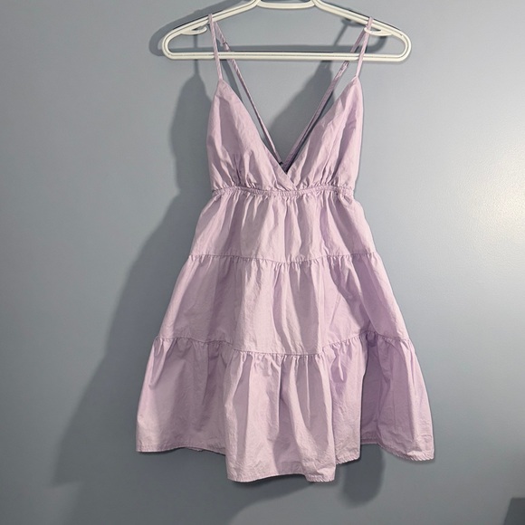 Princess Polly Dresses & Skirts - Princess Polly Lilac Tiered Mini Dress V-Neck SZ 10